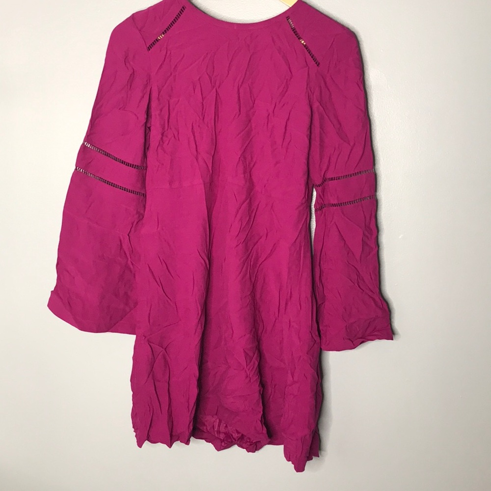 NWT LOFT Magenta Flared Long Sleeve Dress Size 0
